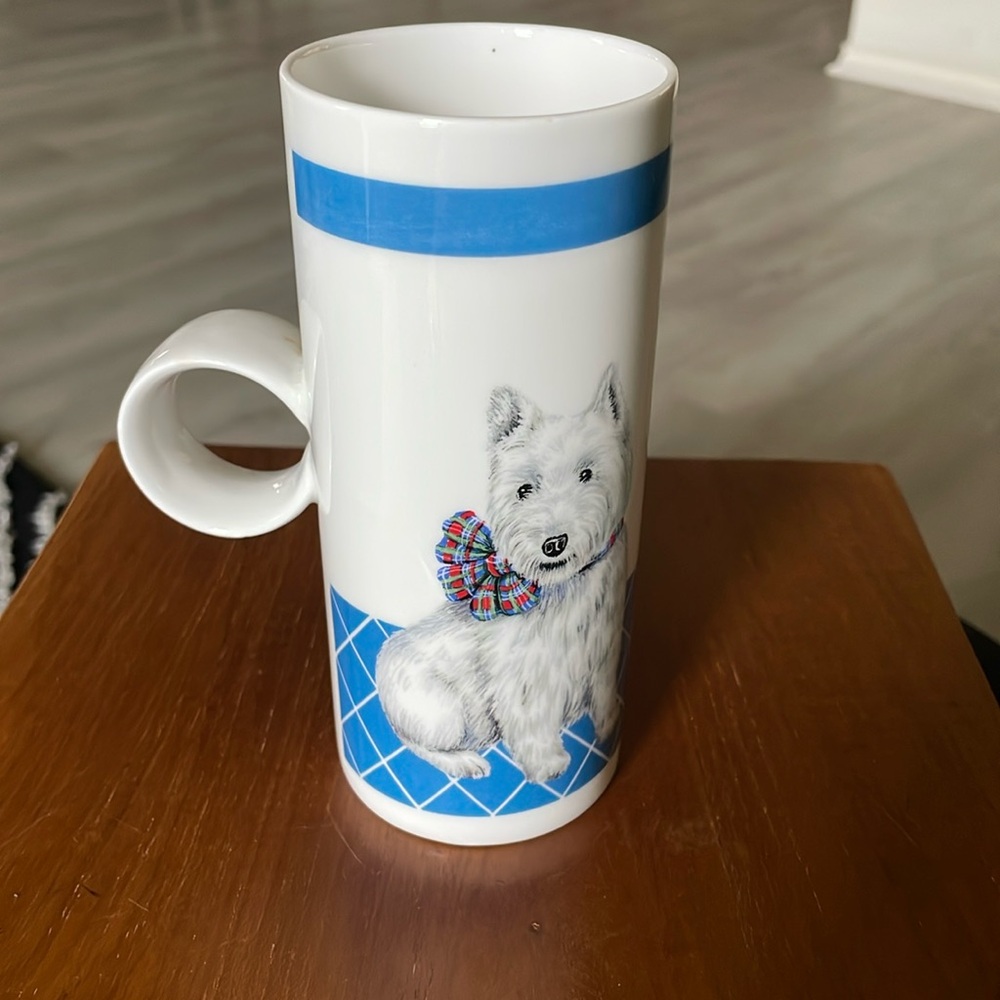 Rare Find Vintage Crown Trent Bone China Limited Scottie Dog Mug- 2 1/2” x 6”